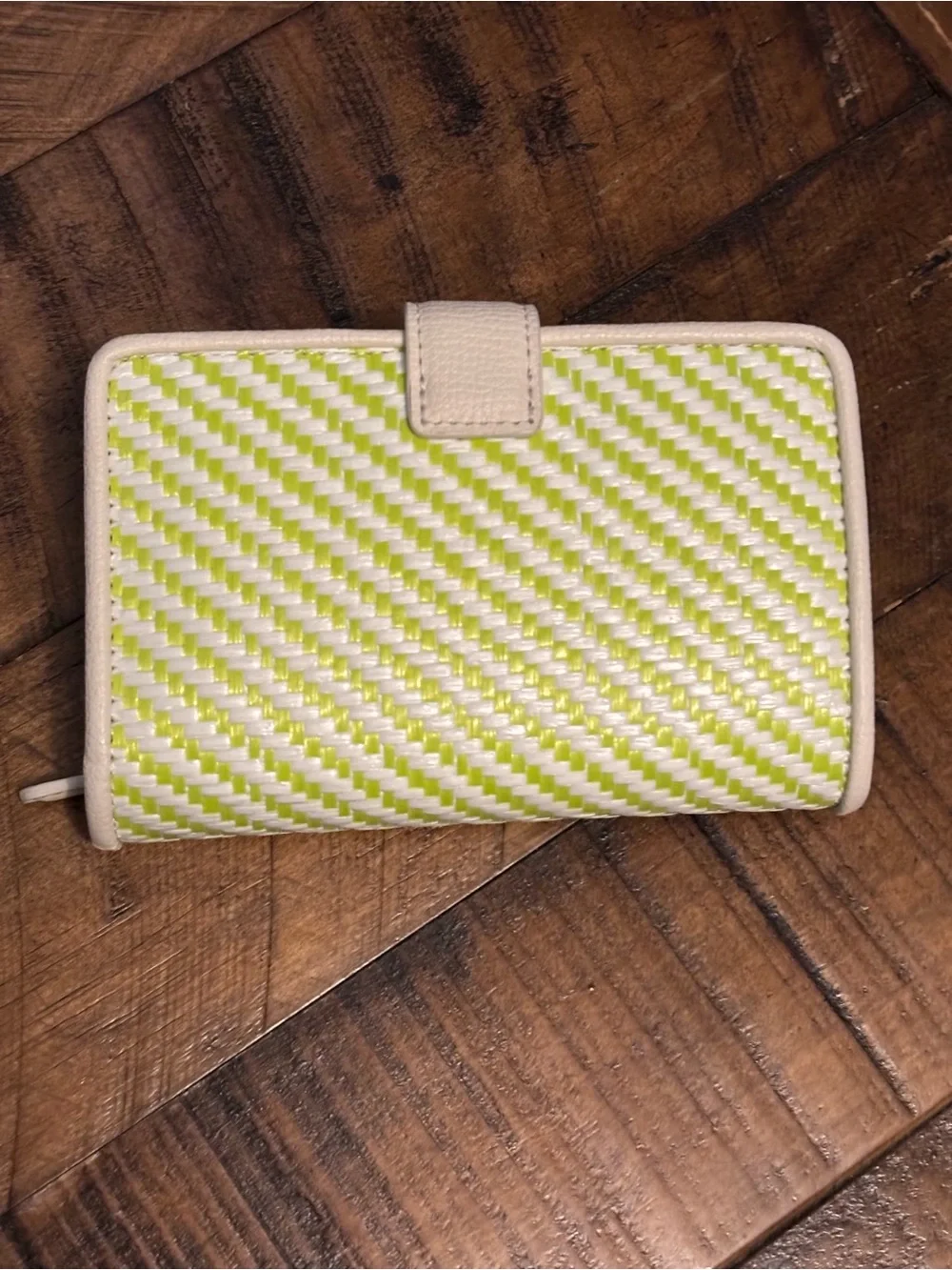 Kate Spade Phoebe Straw Turnlock Medium Wallet Lime Slushy LN